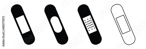 Band aid graphics. Injury bandage vector. Medical plaster symbol. Medical patch vector on white background.