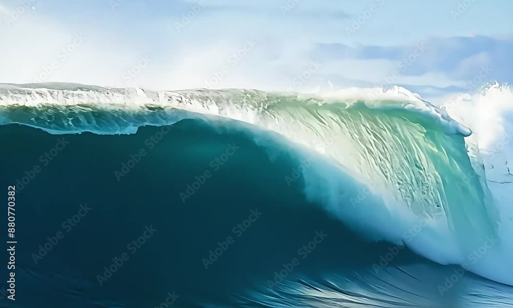 SLOW MOTION EPIC WAVE Huge thick blue wave breaking and barreling, raw natural wonders SLOW MOTION EPIC WAVE Huge thick blue wave breaking and barreling, raw natural wonders