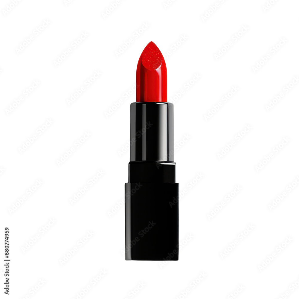 Classic Red Lipstick with Black Case on Transparent Background Classic Red Lipstick with Black Case on Transparent Background