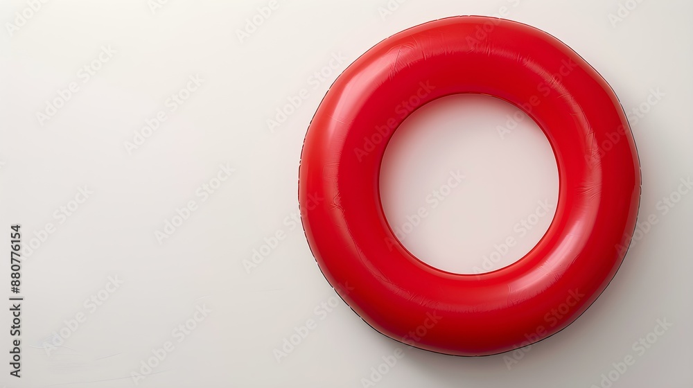 Red inflatable Ring on a white Background with Copy Space Red inflatable Ring on a white Background with Copy Space