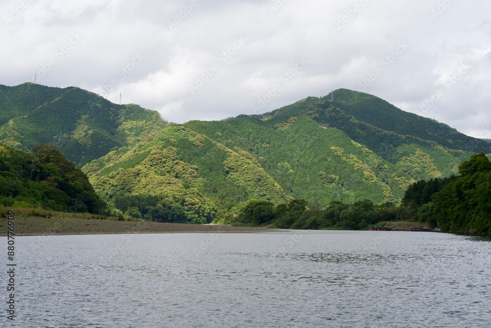 Scenery of the Shimanto River under cloudy skies Scenery of the Shimanto River under cloudy skies