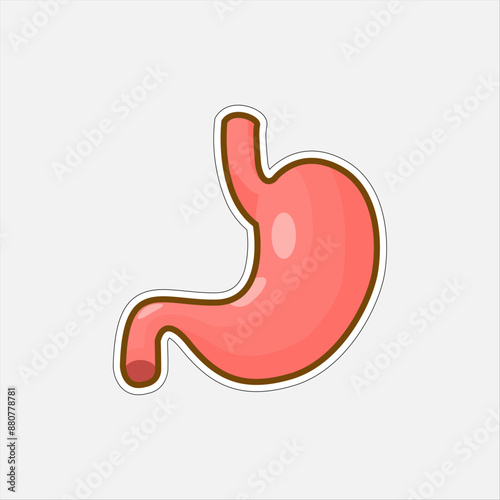 cute medical stickers, anatomical organs of the human body, part of the stomach