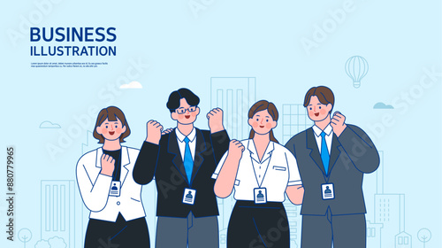 Business concept vector line illustration
