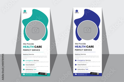 Medical Health Roll-up Banner Template. This layout is suitable for any medical project purpose. Very easy to use and customize