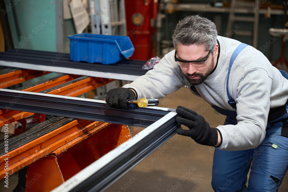 Professional works with a window frame made of aluminum profile Professional works with a window frame made of aluminum profile