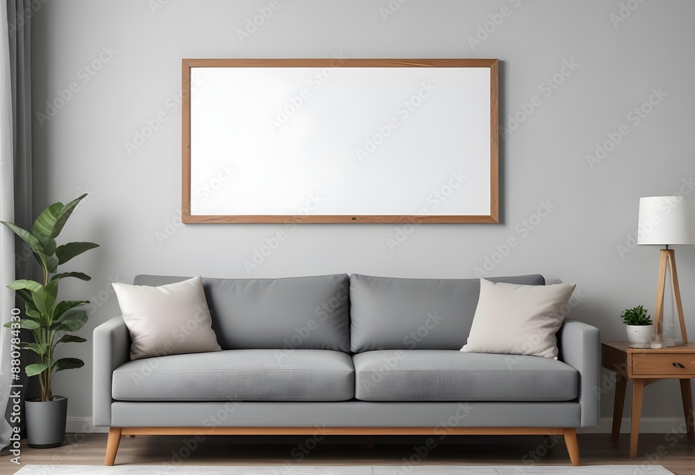 Frame mockup, ISO A paper size. Bedroom poster mockup. Modern interior design. Living room Interior mockup with house background. 3D render