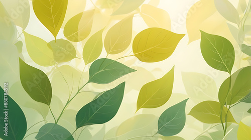 yellow green leaves soft background abstract leaf botanical calming wallpaper © Intrepid Art