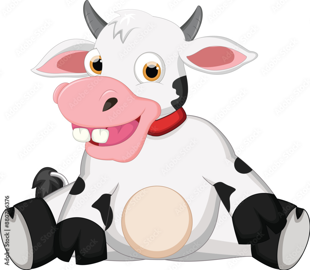 Cute baby cow cartoon sitting Cute baby cow cartoon sitting