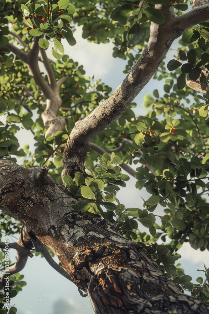A single bird sitting on a branch of a tree, with leaves and branches in the background A single bird sitting on a branch of a tree, with leaves and branches in the background