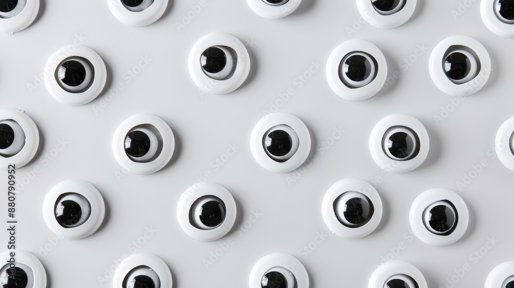 White Googly Eyes on Gray Background.