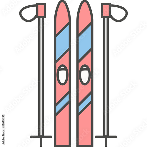 Ski equipment vector icon isolated