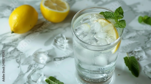 Refreshing Summer Drink with Lemon and Mint