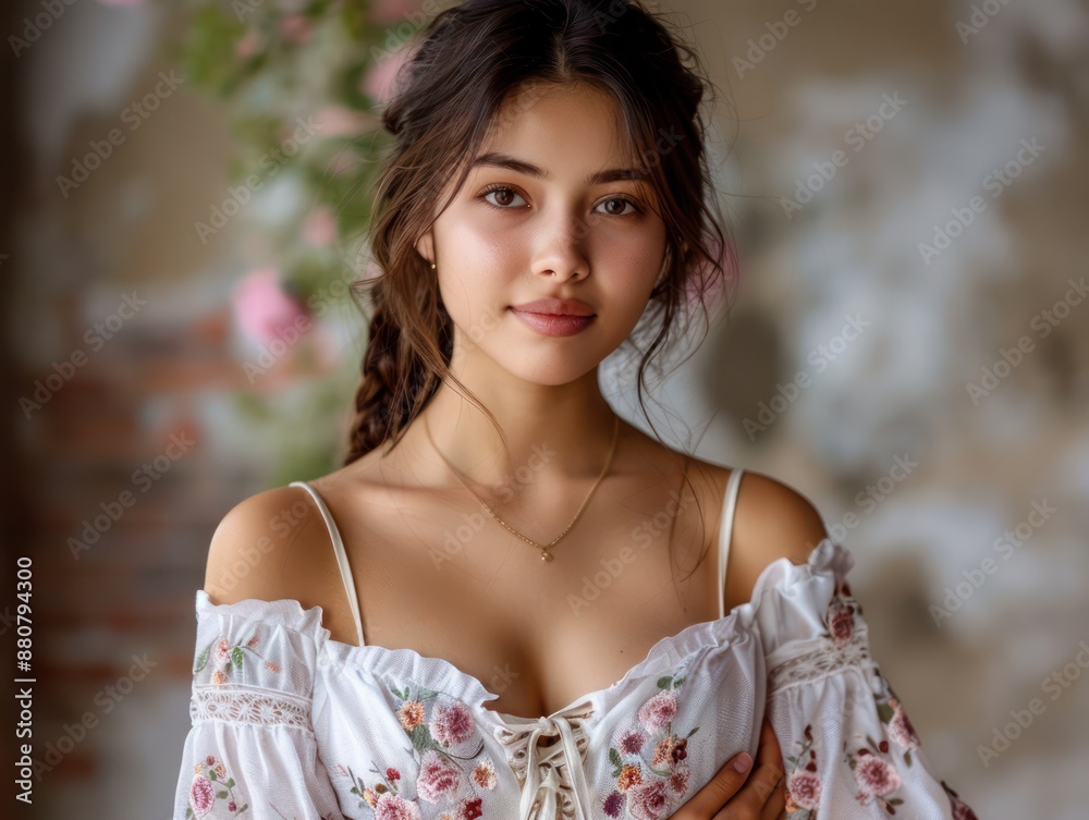 Beautiful Woman in White Dress with Flowers, Alluring Portrait, Romantic and Elegant, Charming and Enchanting, Sensual Female, Portrait Photography, Love and Romance, Fashion and Style, Beauty and Beautiful Woman in White Dress with Flowers, Alluring Portrait, Romantic and Elegant, Charming and Enchanting, Sensual Female, Portrait Photography, Love and Romance, Fashion and Style, Beauty and