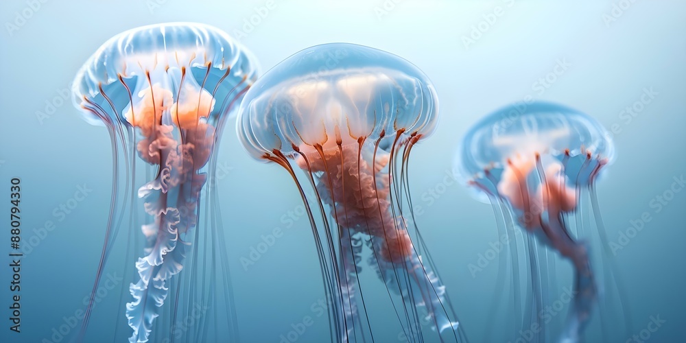Cluster of jellyfish swimming in the ocean. Concept Underwater Photography, Marine Life, Ocean Ecosystems Cluster of jellyfish swimming in the ocean. Concept Underwater Photography, Marine Life, Ocean Ecosystems