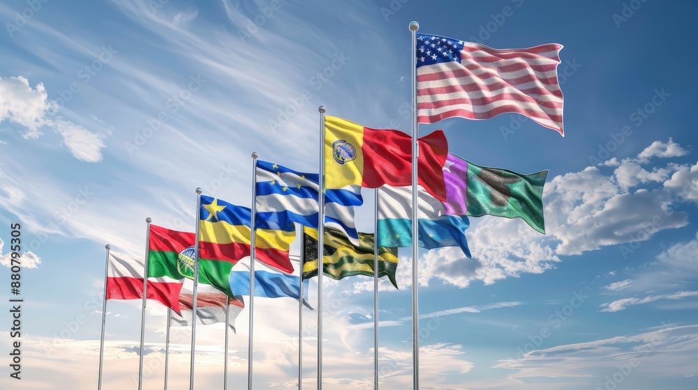 World Flag Unity: Global Symbols in Deep Focus Depth of Field World Flag Unity: Global Symbols in Deep Focus Depth of Field