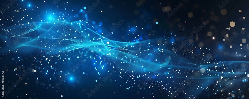 Blue science technology light glowing particles background, Generative AI Blue science technology light glowing particles background, Generative AI