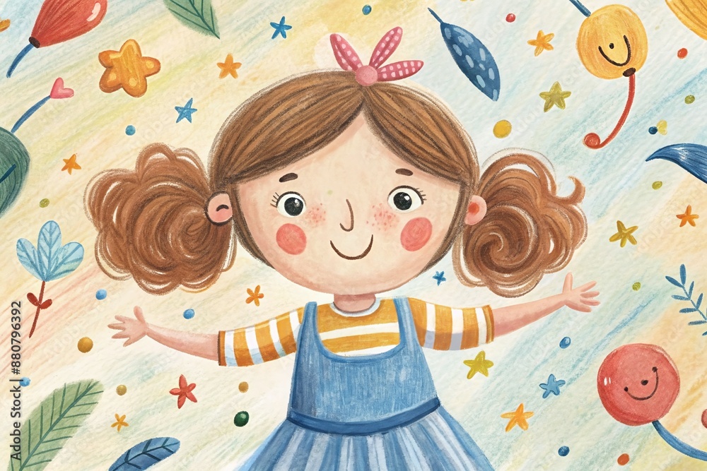 Delightful Girl Illustration for Children's Books and Creative Projects Delightful Girl Illustration for Children's Books and Creative Projects