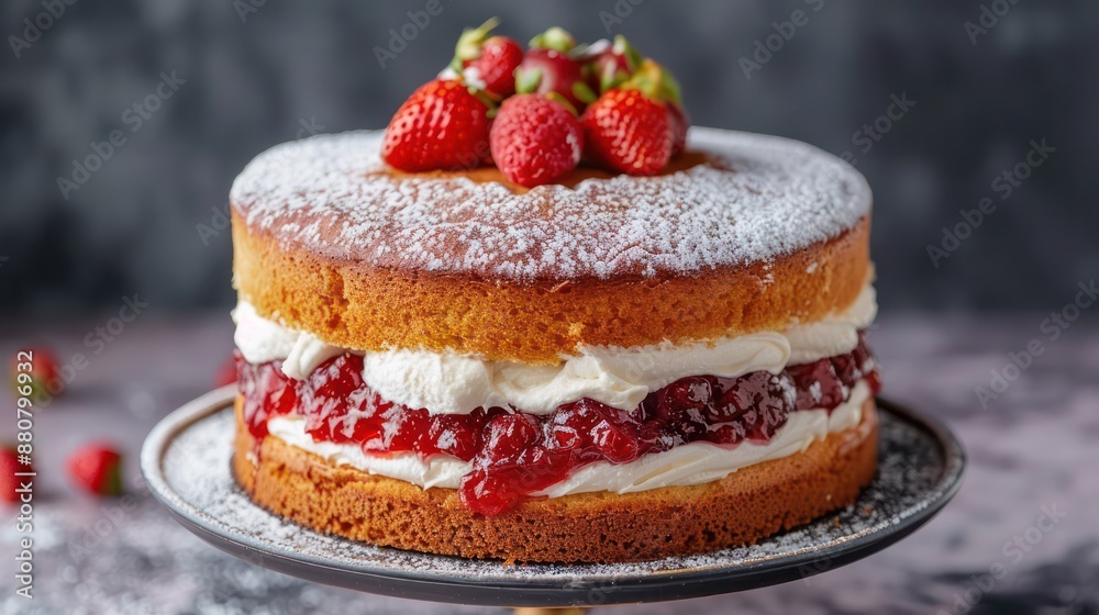 A cake with strawberries on top and a white frosting A cake with strawberries on top and a white frosting