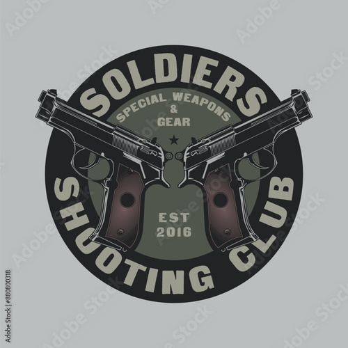 Pistol Gun Military weapons Special Forces vintage badge logo