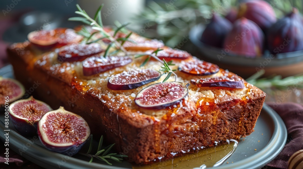 Fig and almond cake with a honey glaze. Fig and almond cake with a honey glaze.