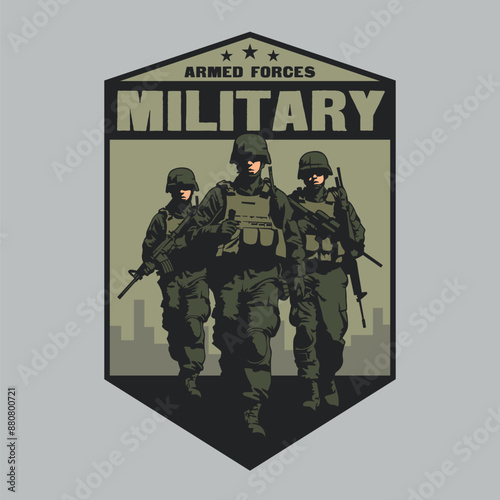 Army Soldier Military Special Forces vintage badge logo