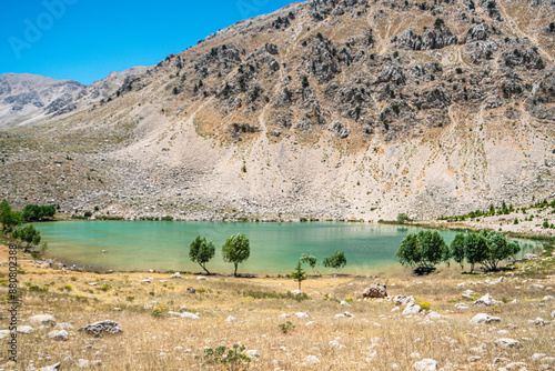 The scenic views of Green Lake, a crater lake, is on the Gömbe Plateau, famous for its unique geographical riches. It is on the slope of Akdağ, the second-highest peak of Antalya. photo