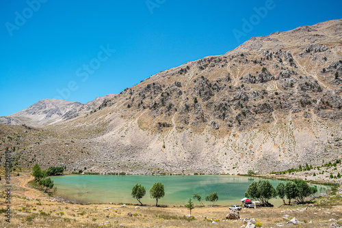 The scenic views of Green Lake, a crater lake, is on the Gömbe Plateau, famous for its unique geographical riches. It is on the slope of Akdağ, the second-highest peak of Antalya. photo