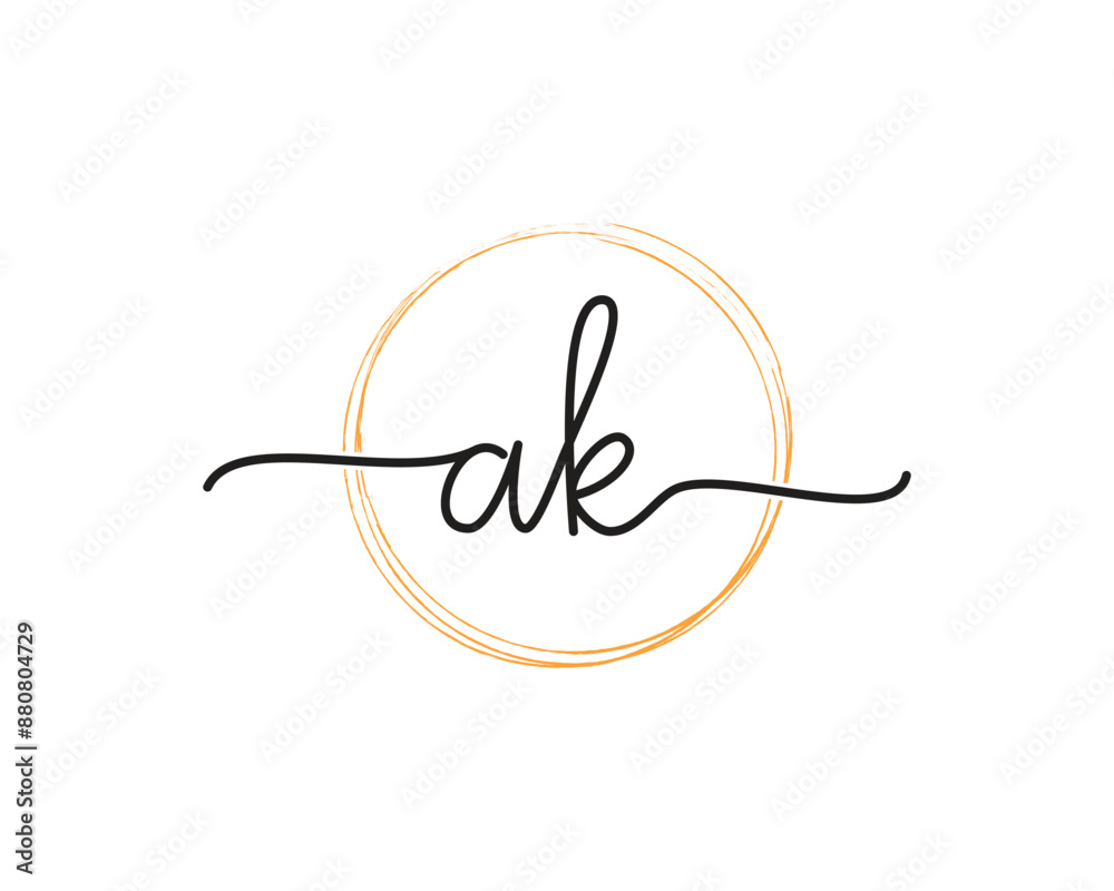 AK initial letter handwriting logo design ,signature logo template,beauty initial with circle design AK initial letter handwriting logo design ,signature logo template,beauty initial with circle design