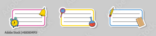 Cute hand drawn school notebook labels. Vector illustration