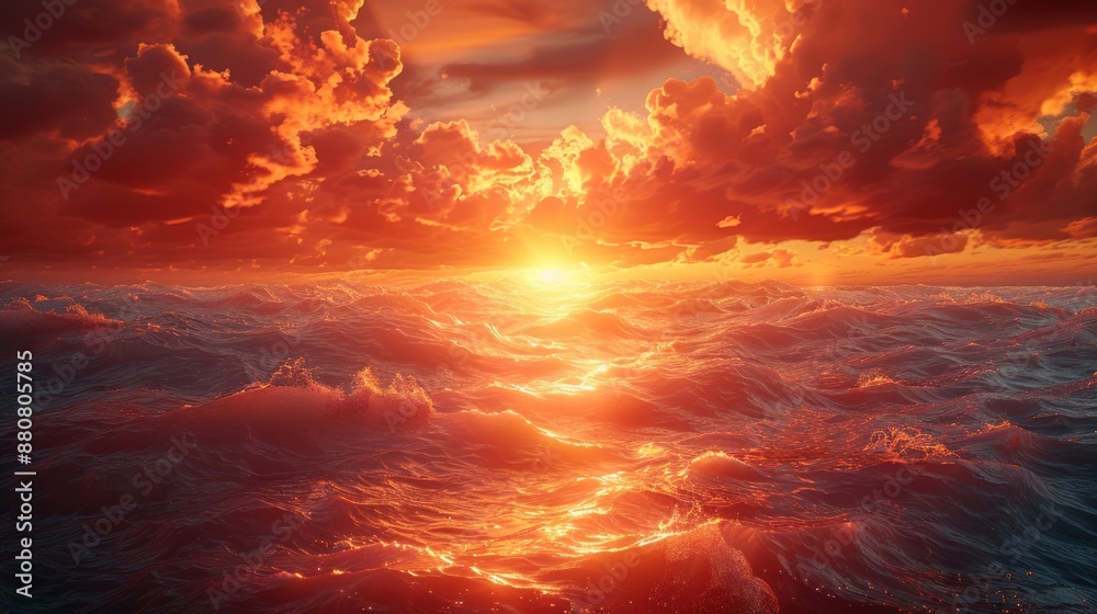 Fototapeta premium Dramatic Sunset Over the Ocean