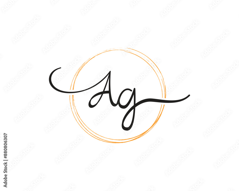 AG initial letter handwriting logo design ,signature logo template,beauty initial with circle design AG initial letter handwriting logo design ,signature logo template,beauty initial with circle design