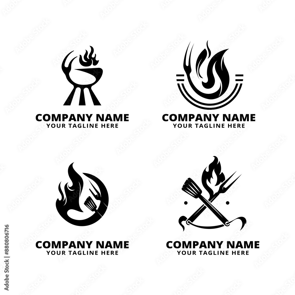 set of grill logo vector icon set of grill logo vector icon