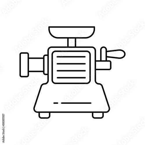 meat grinder line icon with white background vector stock illustration