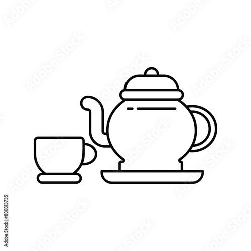 teapot line icon with white background vector stock illustration