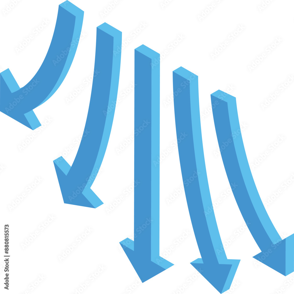 Several blue arrows are pointing down, representing a decrease or negative trend Several blue arrows are pointing down, representing a decrease or negative trend