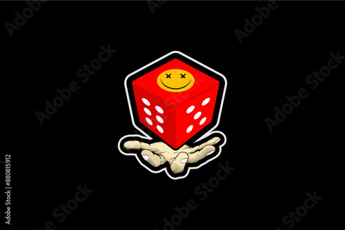 hand with dice vector image illustration design template