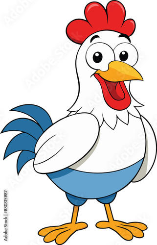 Happy chicken vector art design with white background for kids