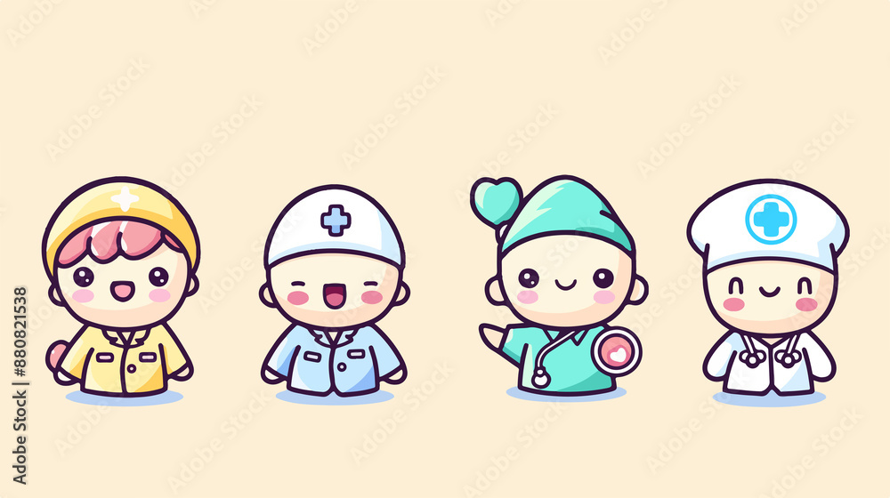 a doctor Icon, Funny Cartoon Kawaii Character, Chibi Sticker Collection a doctor Icon, Funny Cartoon Kawaii Character, Chibi Sticker Collection