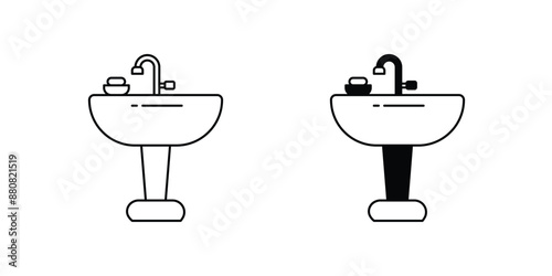 sink set icon with white background vector stock illustration
