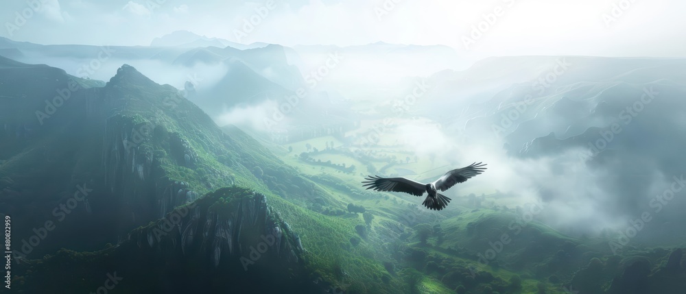 In a supernatural scene, enchanted animals with holographic feathers soar above a futuristic landscape, offering a breathtaking hightech display with available copy space In a supernatural scene, enchanted animals with holographic feathers soar above a futuristic landscape, offering a breathtaking hightech display with available copy space