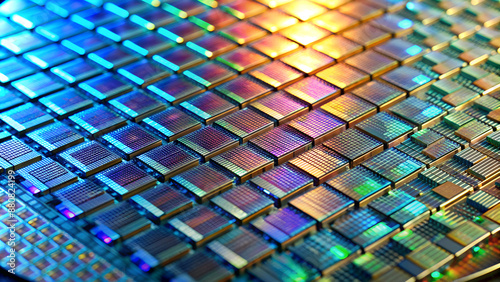 Silicon semiconductor wafer close-up
