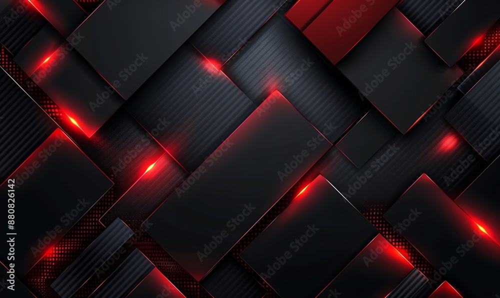 Modern Dark rectangular carbon fiber with red luminous lines and highlights background, Generative AI Modern Dark rectangular carbon fiber with red luminous lines and highlights background, Generative AI