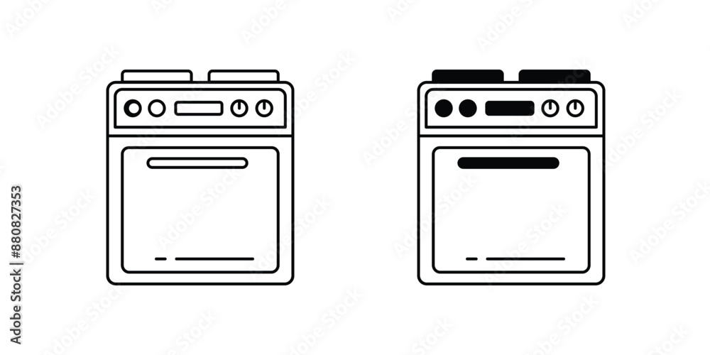 stove set icon with white background vector stock illustration