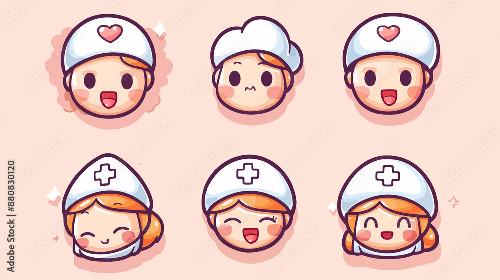 a nurse Icon, Funny Cartoon Kawaii Character, Chibi Sticker Collection a nurse Icon, Funny Cartoon Kawaii Character, Chibi Sticker Collection
