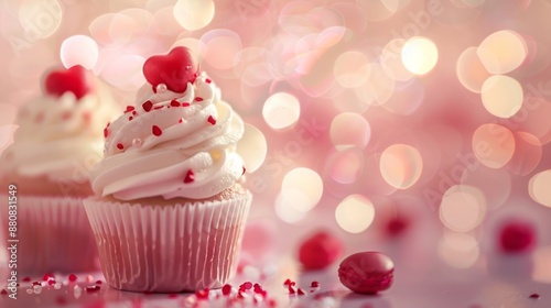 Valentine's Day Cupcakes with Heart-Shaped Toppings