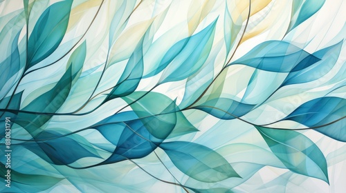 Abstract leaves dancing in gentle breeze