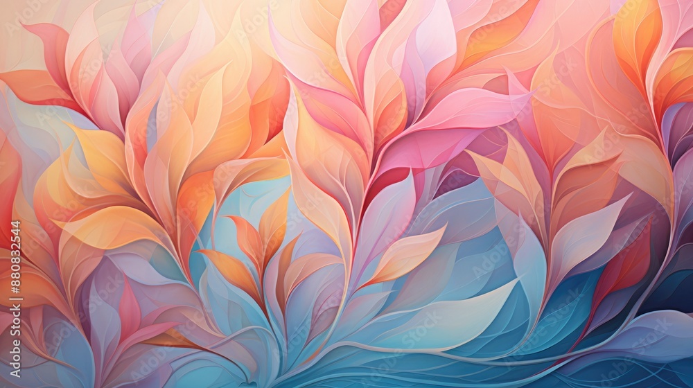 Abstract leaves dancing in gentle breeze Abstract leaves dancing in gentle breeze