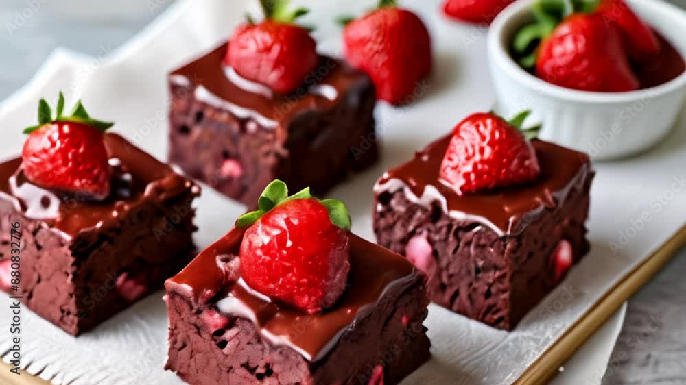 Deliciously decadent chocolate cake with fresh strawberries Deliciously decadent chocolate cake with fresh strawberries