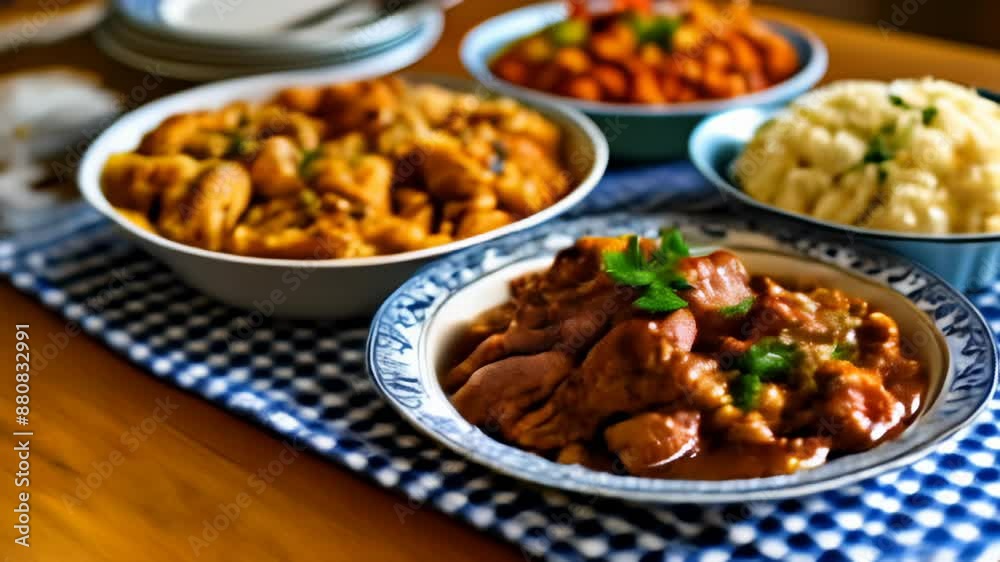 Deliciously diverse meal served in bowls on a table Deliciously diverse meal served in bowls on a table