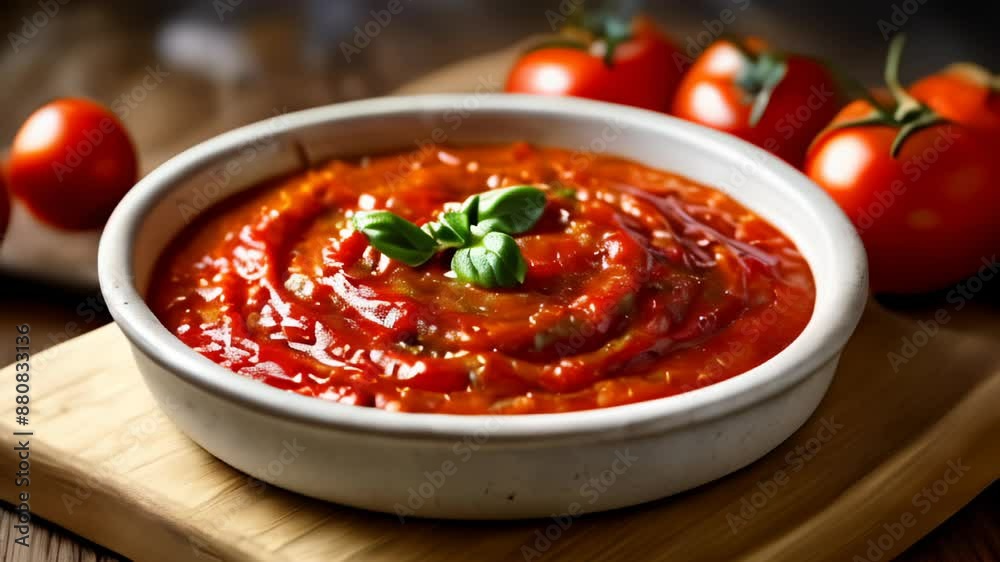 Freshly made tomato sauce ready to be savored Freshly made tomato sauce ready to be savored